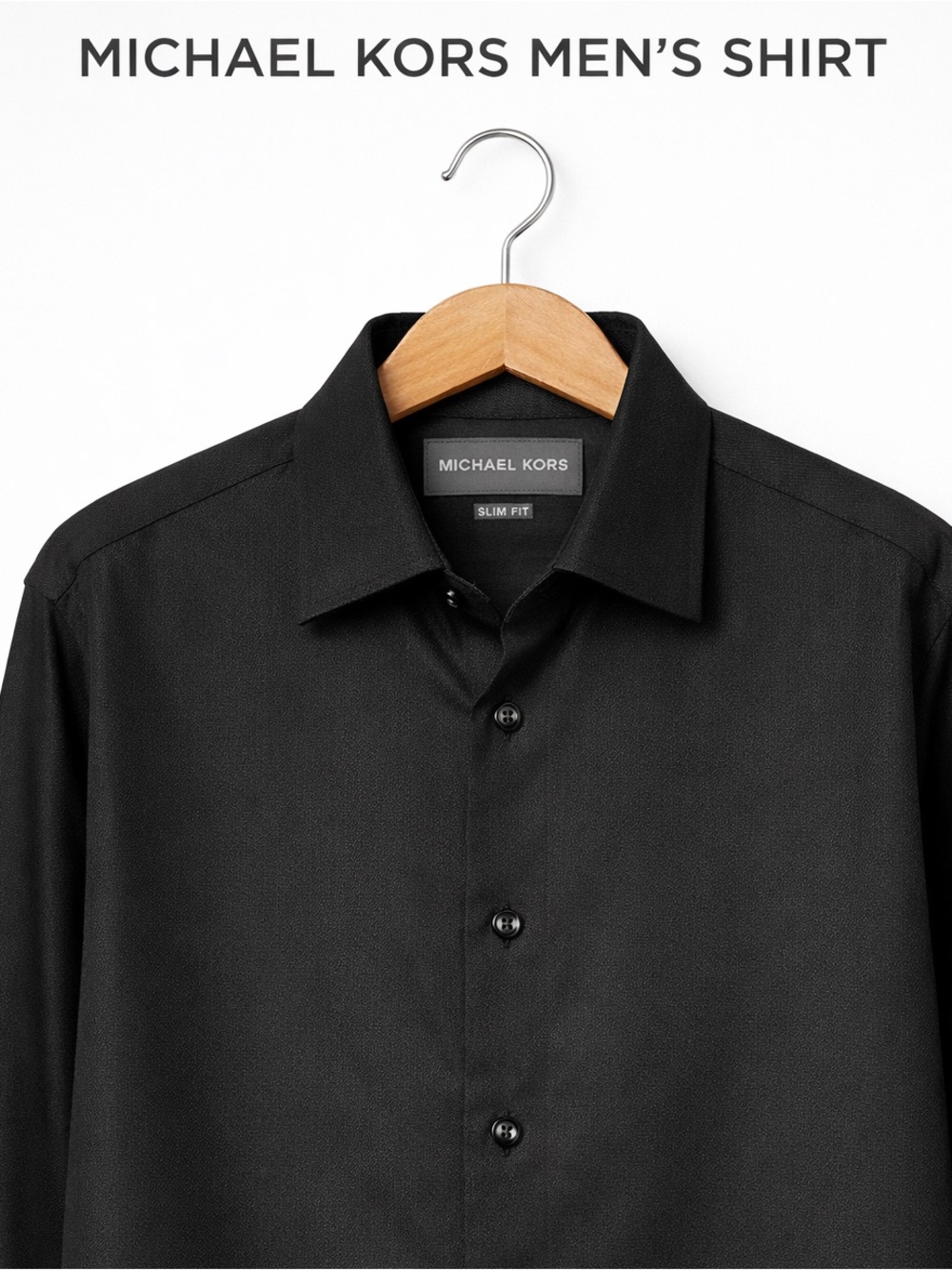 Michael Kors Black Slim-Fit Dress Shirt
